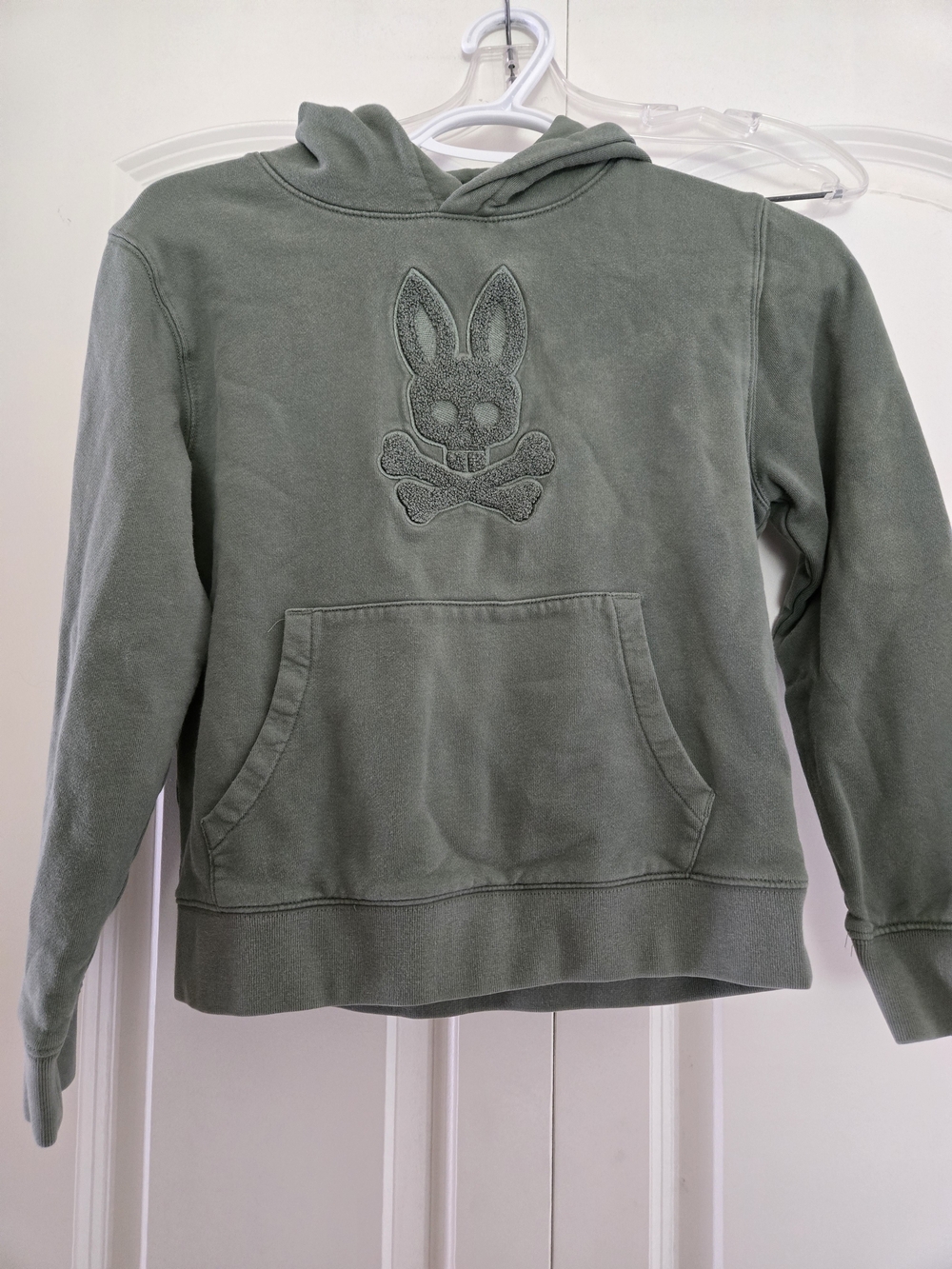Psycho Bunny Skull Embroidered Hoodie in Sage Green